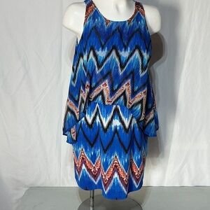 .Cato Poly Blend Women’s Zig Zag Pattern Tiered Sleeveless Dress Sz XL